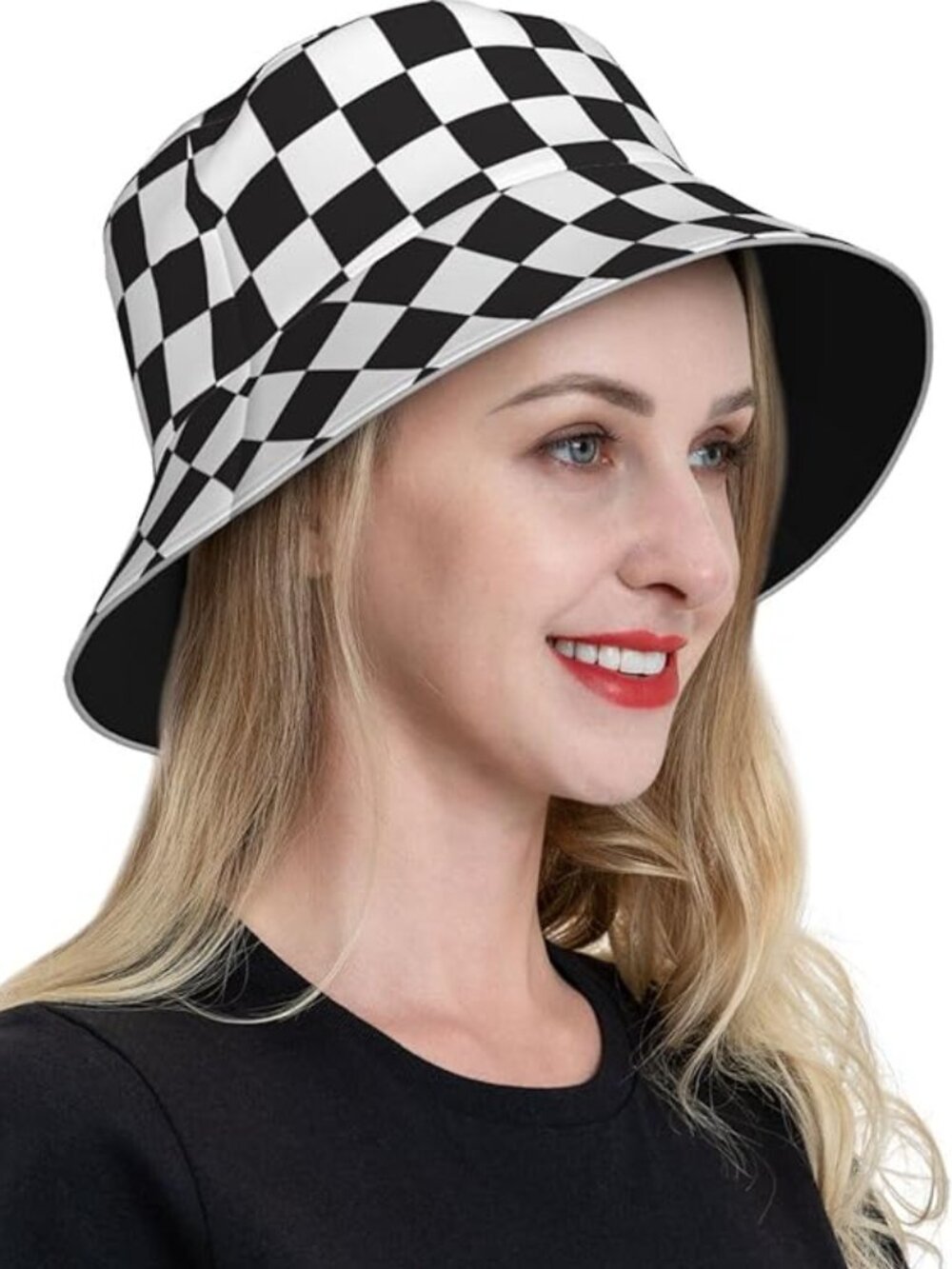 Didirlao Checkered Bucket Hat for Men/Woman - Black Bucket Hat Summer Reversable
